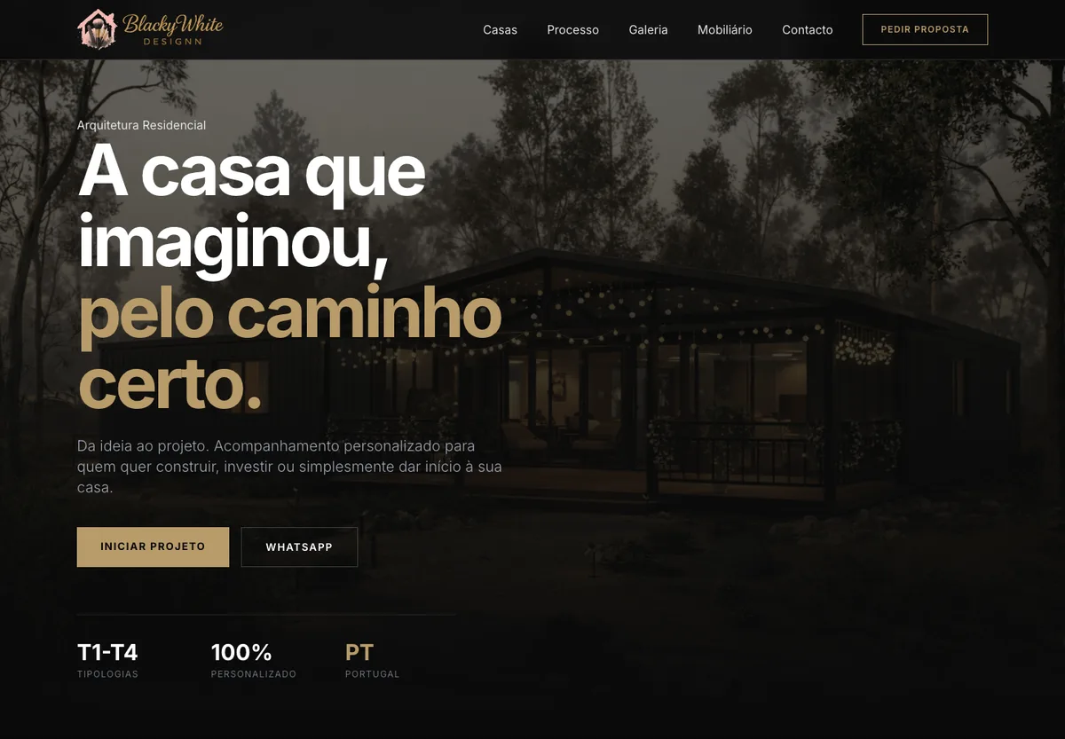 Landing page real Casa Modelar da Blacky White Design