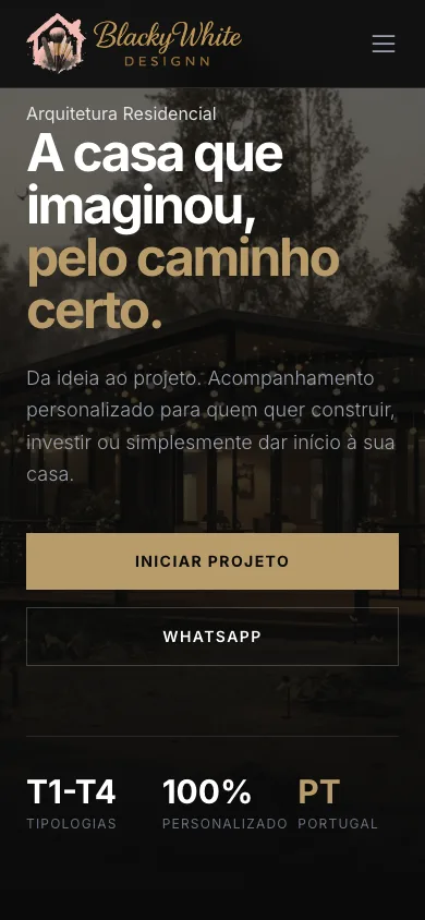 Landing page real Casa Modelar em dispositivo móvel