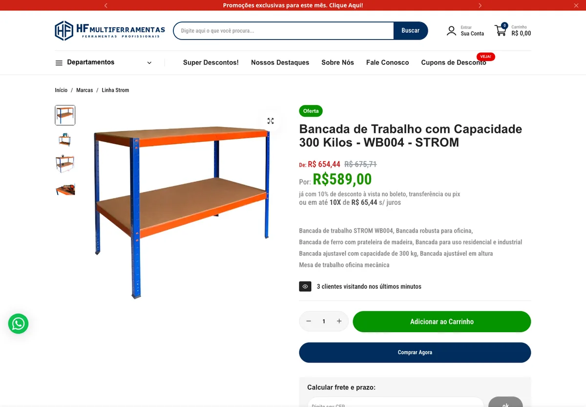 Página real de produto da HF Multiferramentas