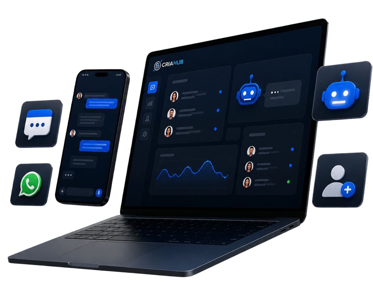 Pack Base with AI for WhatsApp, website chat, dashboard, and a human team