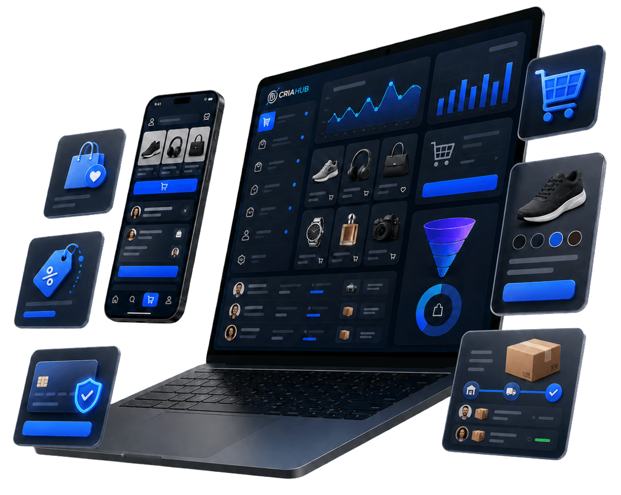 Imagen del Pack Ecommerce 360 con tienda online, marketing, monitorización y mantenimiento mensual